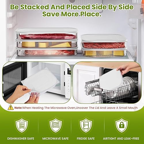 Miniatura 9 de Contenedor de carne de delicatessen para refrigerador, contenedor de carne de tocino para refrigerador, organizadores y almacenamiento de