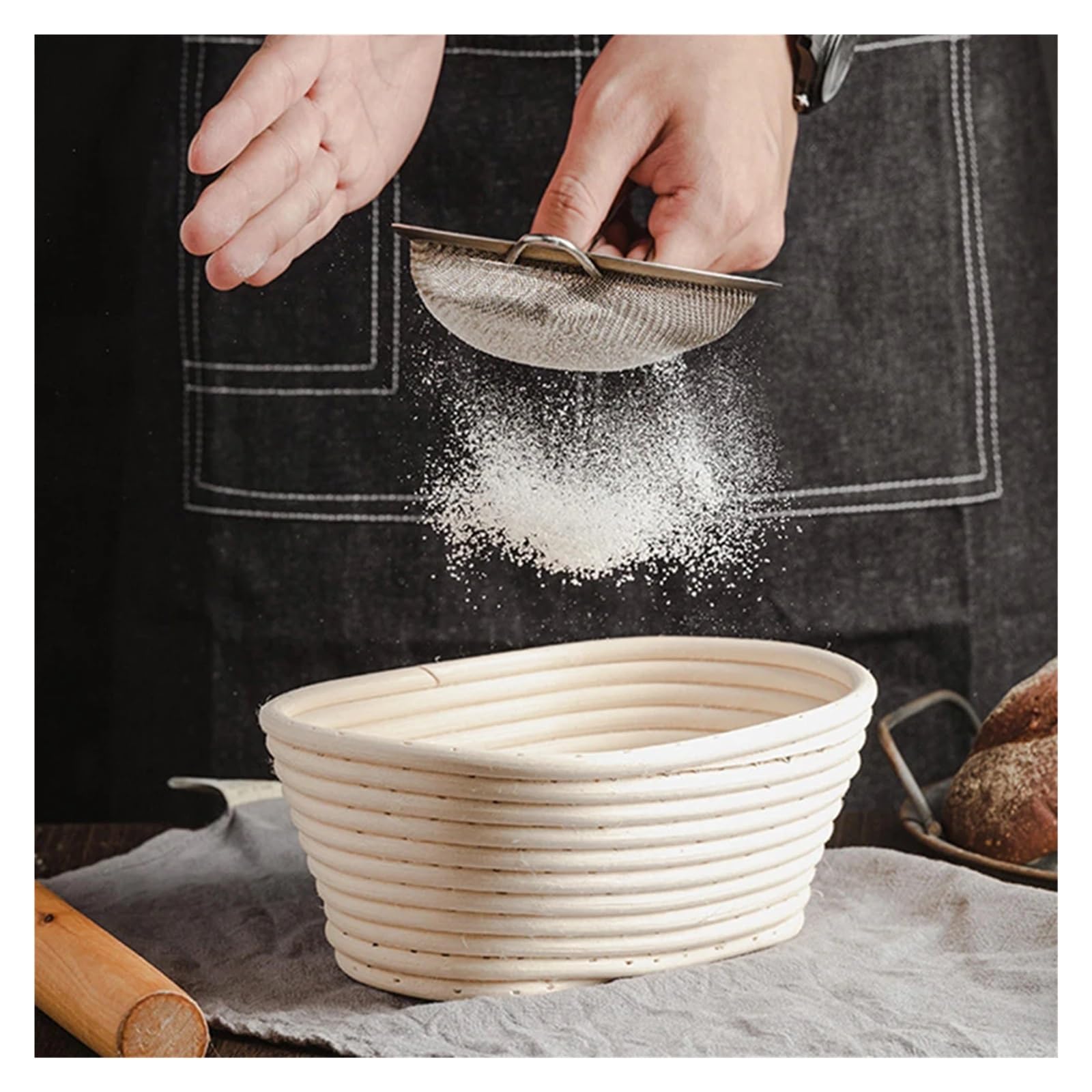 Ovaler Gärkorb aus Rattan for Sauerteigbrot, Backutensilien(B(45cm))