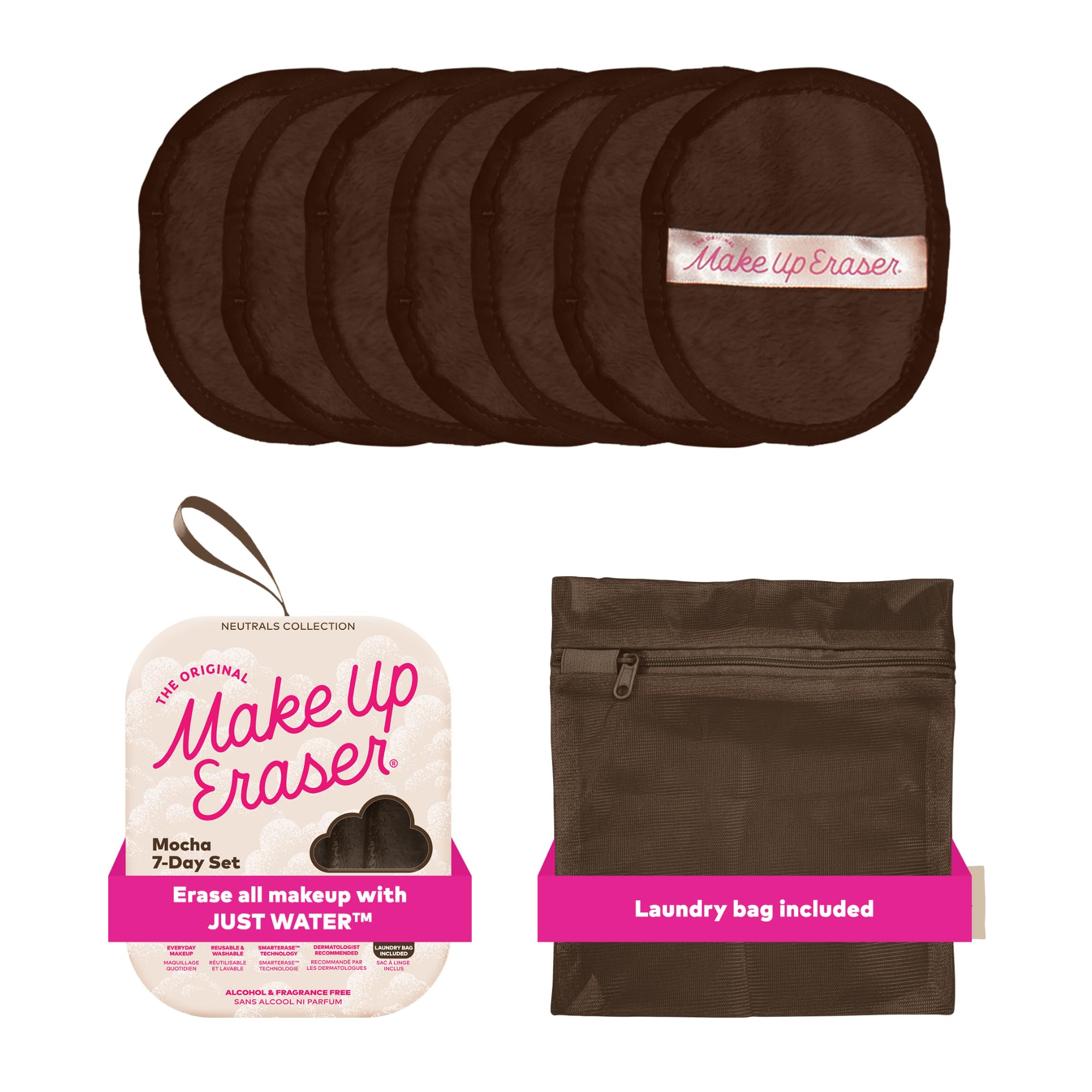 The Original Makeup Eraser, 7-Day Set, Erase All Makeup with Just Water, Including Waterproof Mascara, Eyeliner, Foundation, Lipstick, Sunscreen, and