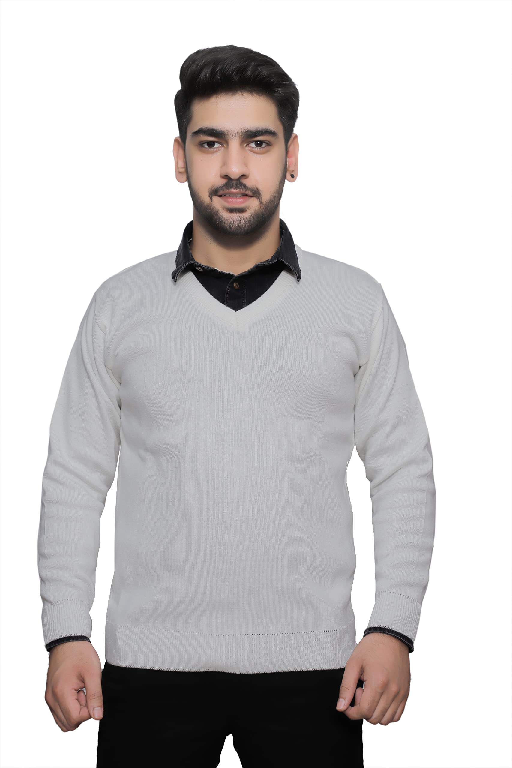 Men Full Sleeves Office Uniform Sweater - Daffodil