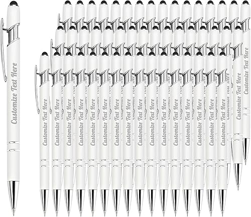 Miniatura 54 de Hasta 500 bolígrafos personalizados a granel con logotipo de mensaje de nombre comercial, bolígrafos grabados personalizados con lápiz óptico