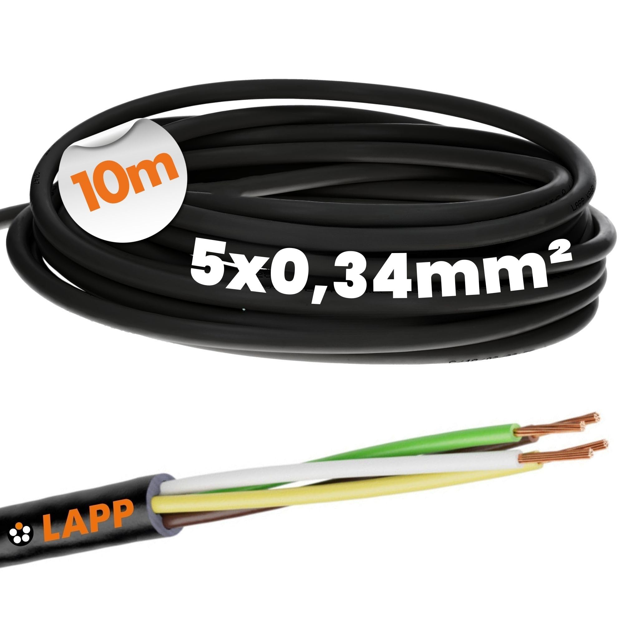 Matugajp 18 AWG-kabel, 4 × 0,75 mm², 5 meter, 4-aderige verlengkabel, UL2464, spanning 5 V/12 V/24 V/300 V, koperdraad, vertind meerstrengen, zonder zuurstof