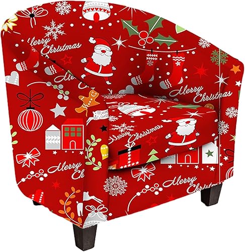 PEKJI Funda elástica para silla de club, fundas para silla de bañera de Feliz Navidad, fundas suaves para sillón, protector de muebles extraíble