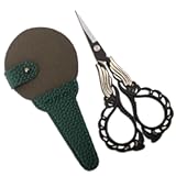 Embroidery Scissor with Case, Yarn Scissors for Sewing Craft Cross Stitch Crochet, Detail Shears Threading Snips Vintage Golden Black
