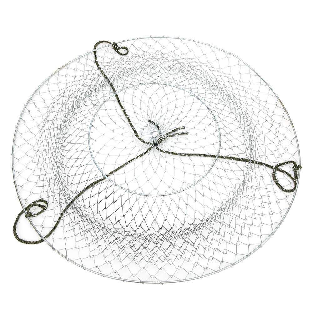 Red de Pesca Plegable de Alambre de Acero, Trampa Portátil para Pescar, Cangrejos, Langostas para Pesca Al Aire y Paseos en Bote, 17,7 Pulgadas de Diámetro