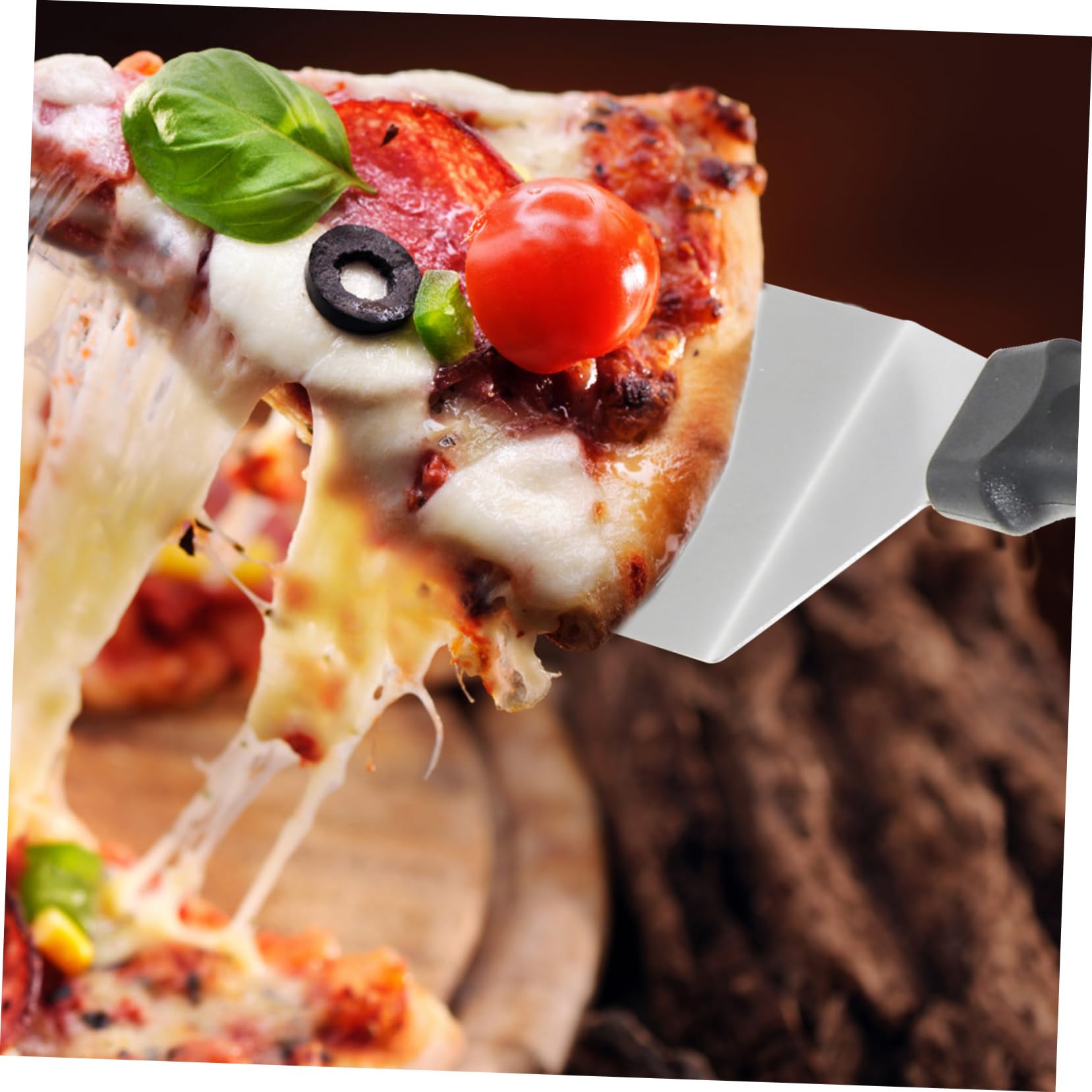 Pizzaschieber 5 Stück aus Edelstahl und Kunststoff, Silber