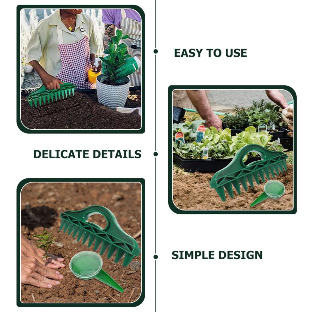 VICASKY 2 Juegos Sembradora Manual de Jardín, Plástico Verde, Ahorro
