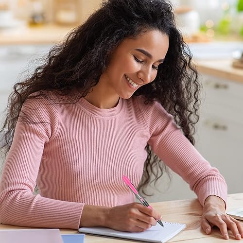 Miniatura 6 de Bolígrafo retráctil de gel con cinta rosa, tinta negra, rosa, punta fina, concientización sobre el cáncer de mama, bolígrafos rosados para la