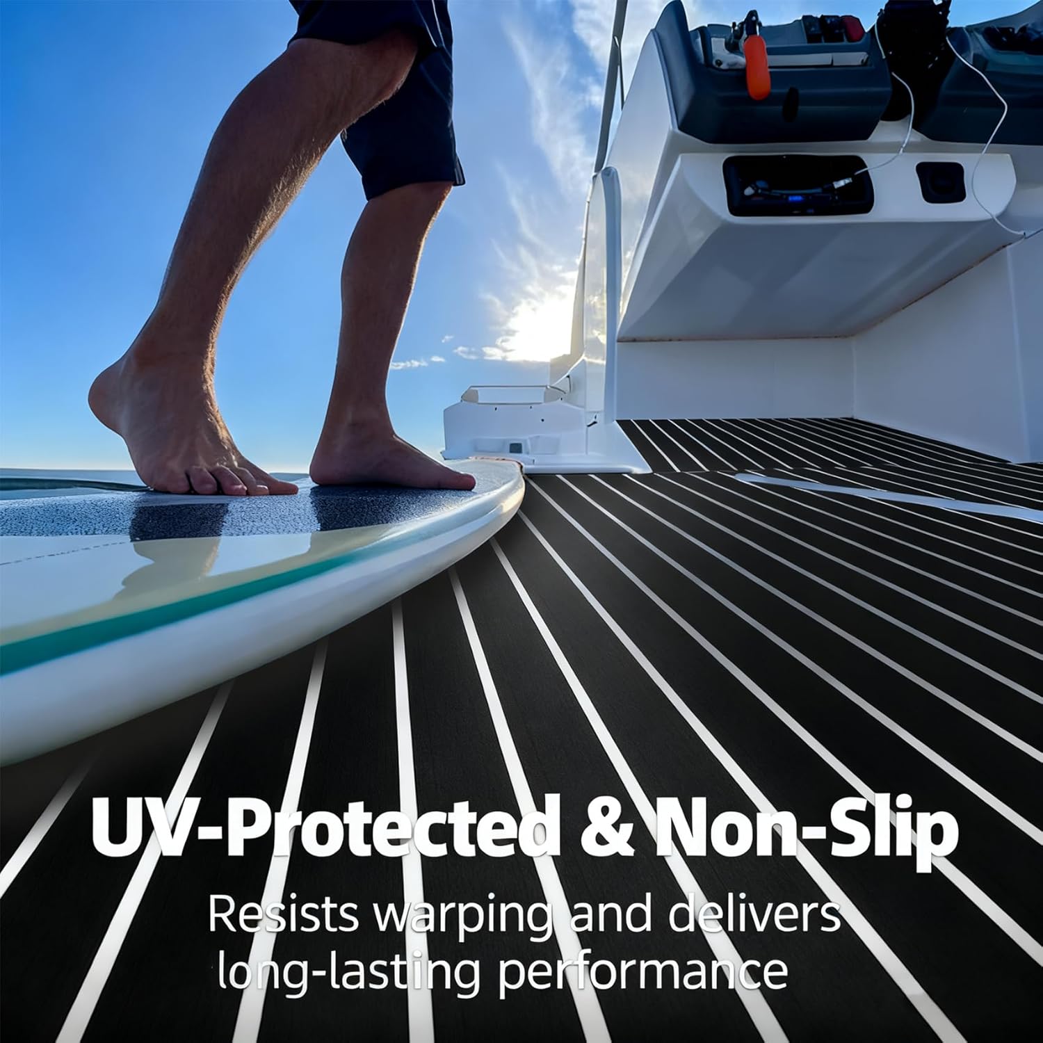 ICOOP Boat Flooring Sea Deck Non-Slip EVA Foam Boat Decking Marine Vinyl Flooring Seadek Waterproof Hydro Turf Marine Mats for Boats Pontoon 94.5"x47"/36"/24"/16", 47.2"x15.8"
