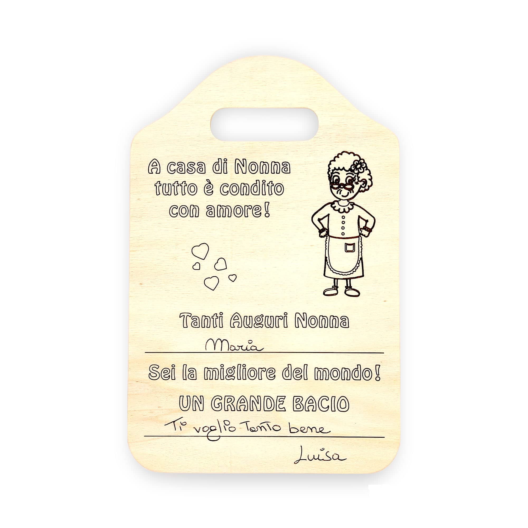NM Idee Regalo nonna compleanno Idee regali per la nonna o mamma anziana Tagliere Targa Targhetta in legno Personalizzabile per nonna da nipote regali di Natale o Festa dei nonni