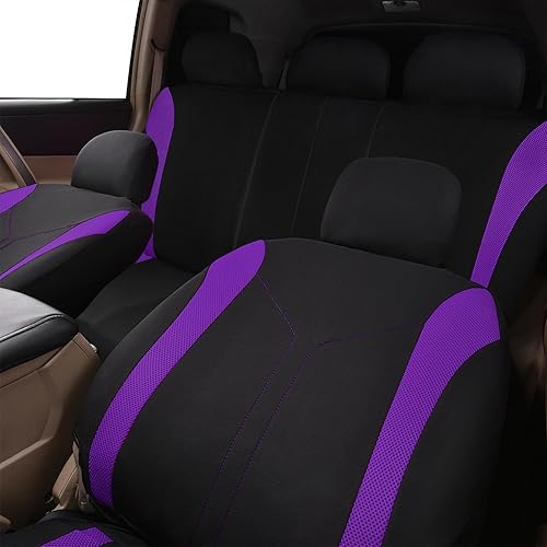 Miniatura 6 de Flying Banner juego de 11 cobertores para asientos de auto de ajuste universal de malla, Púrpura