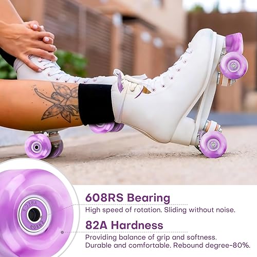 Miniatura 5 de Nezylaf Paquete de 8 ruedas de 32 x 582.559 x 1.417in, 82A78A con rodamiento instalado y 2 topes para patinaje de doble fila, accesorios de repuesto