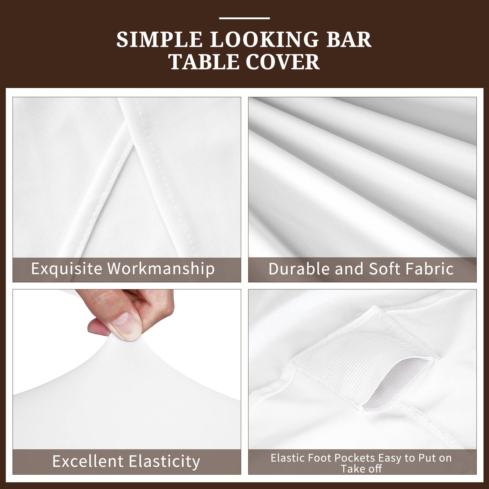 6er-Set Weiß Stretch Stehtisch Husse für Bistrotisch Ø 80-85 cm Spandex Stretch Tischdecke, Verstärkung im Fußbereich Für Hochzeit Geburtstagsfeier Bankett Stehtische und Bistrotische(80×110cm,Weiß)