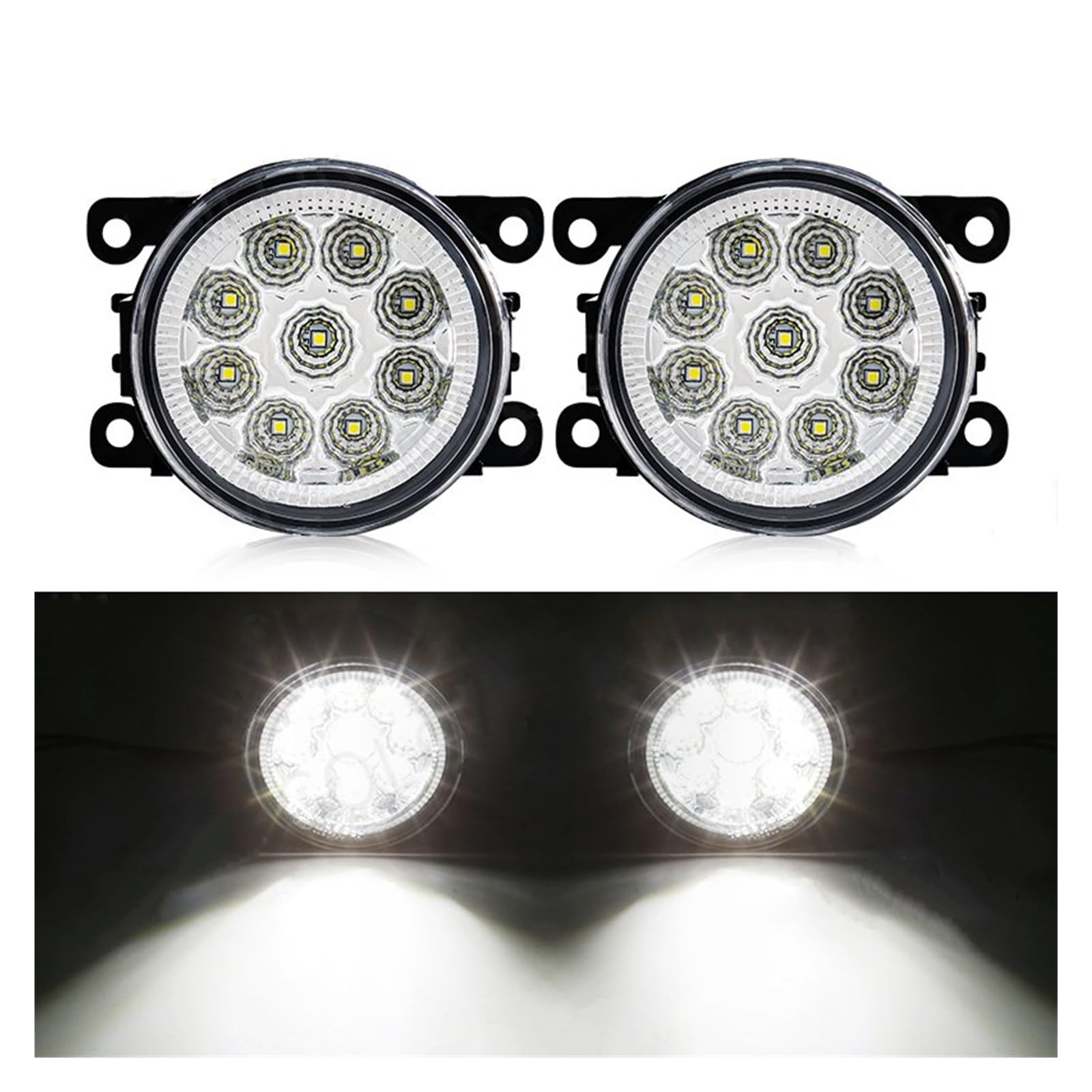 Fendinebbia Anteriori Per Fiat Per Panda Per Punto Per Evo 500 Per Sedici 2009 2010 2011 2012 LED Della Luce Nebbia Lampada Nebbia Dell'automobile 8000LM Luci Antinebbia(9 Led White)