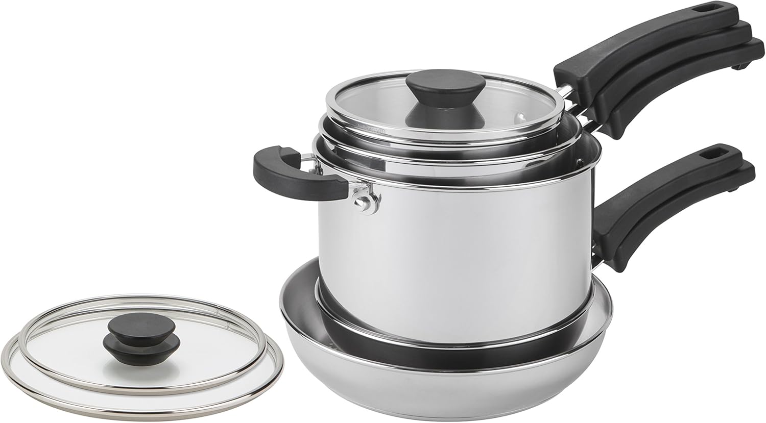 Prestige Kitchen Hacks 5 Piece Stainless Steel Cookware Set, Saucepan