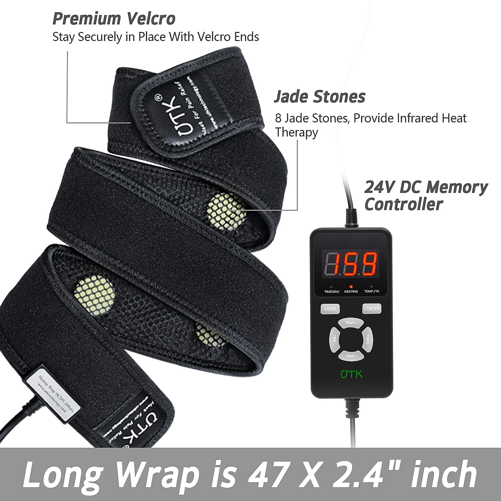 UTK Jade Infrared Heating Pad Wrap for Pain Relief, Far Infrared