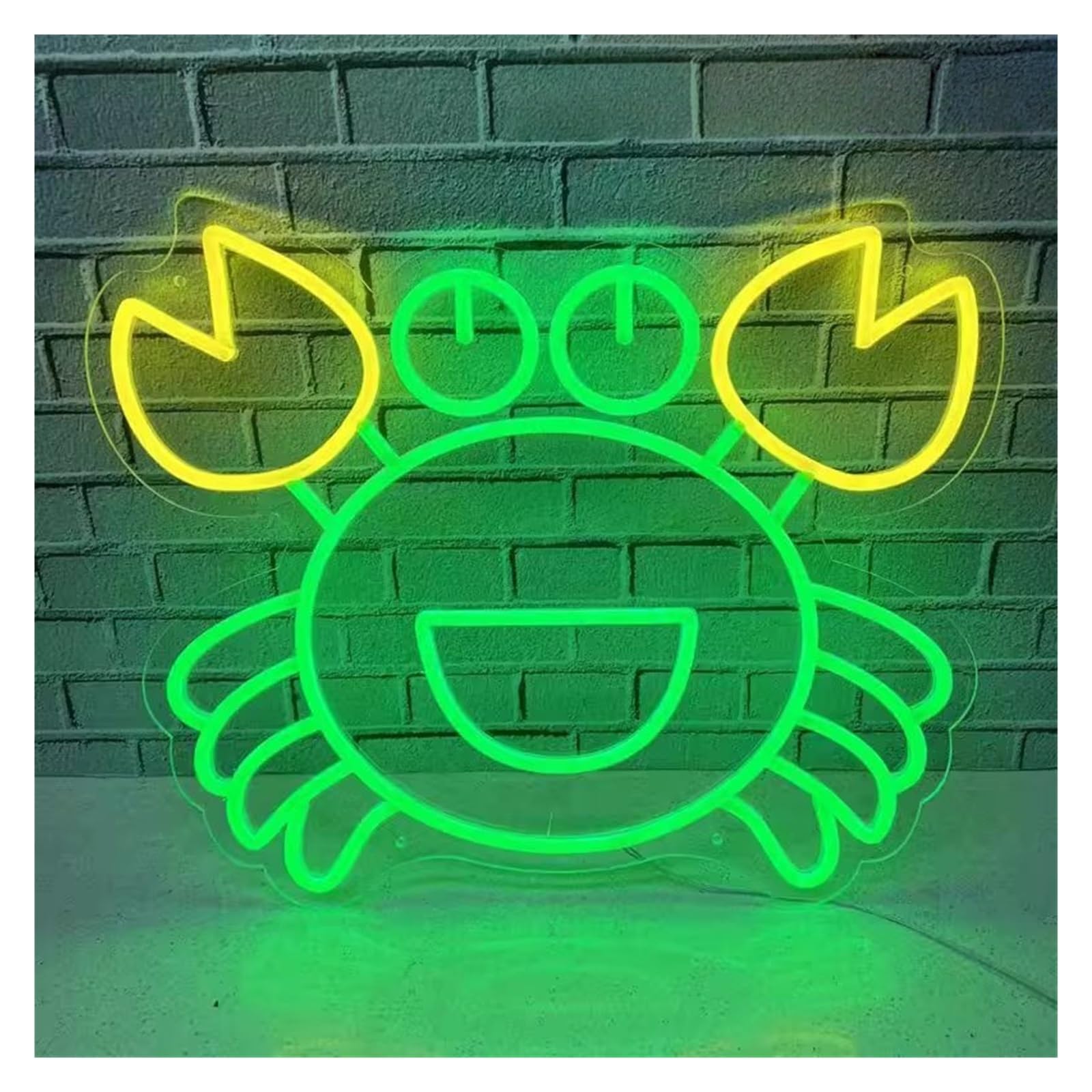 RONGCH Hanging Art Signs Crab Neon Lights Dimmable Seafood Sign for Business Restaurant Shop Cafe Seafood Store Wall Decor 40x33cm(Green)