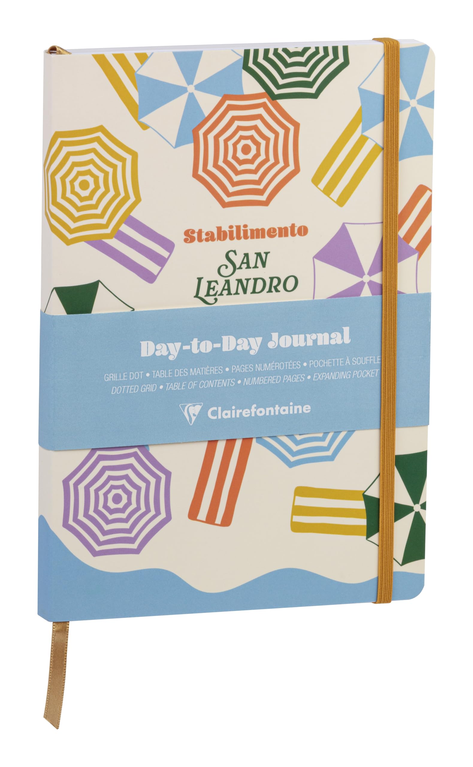 Clairefontaine - 116266C -DayToDay Journal A5 14.8x21cm 192 Pages Dot - Citrus/Stripes - Pocket - Bookmark - Elastic - Dolce Amore Collection Random delivery