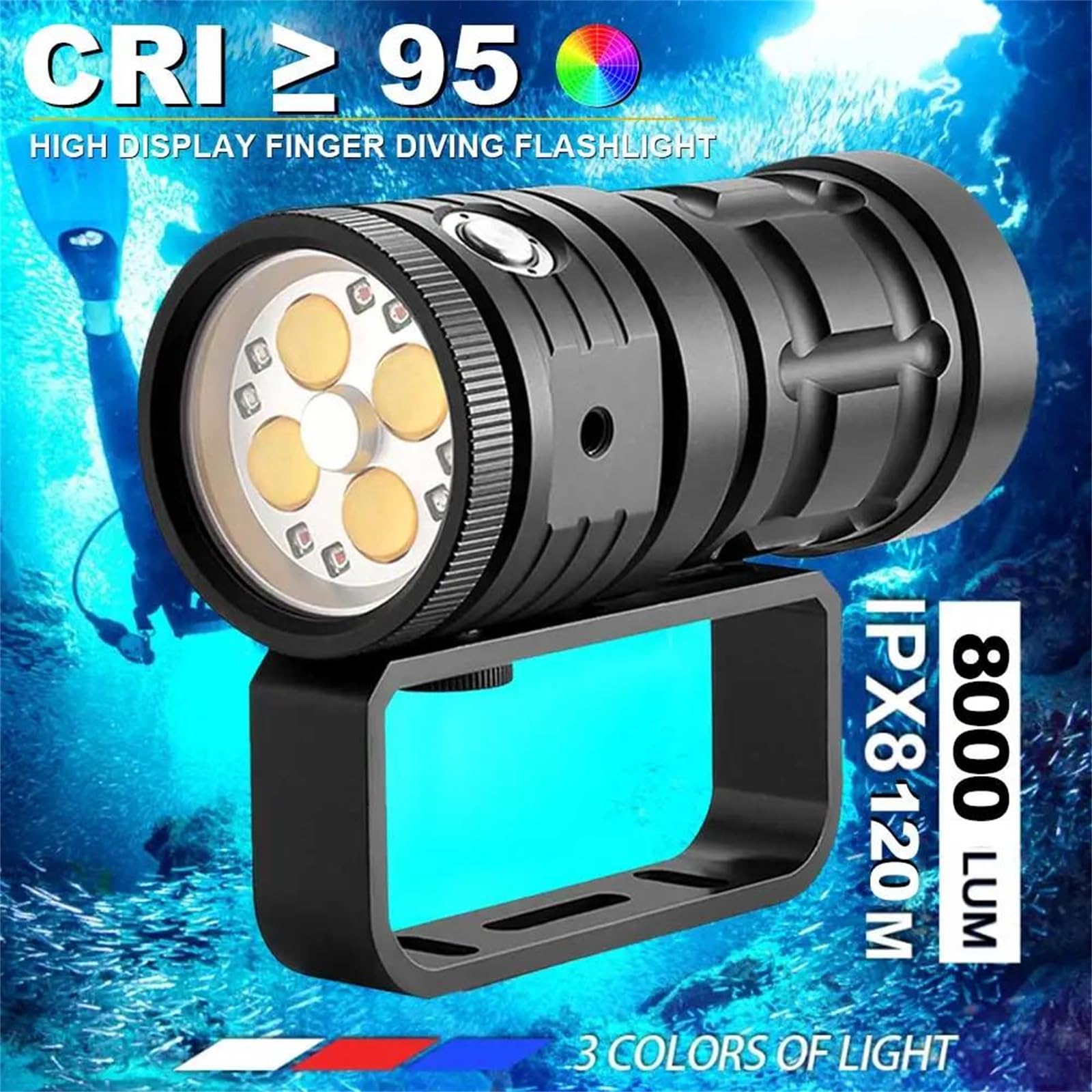 Luce Subacquea, 100M Luce Video Subacquea, Torcia Subacquea, Luce Subacquea, Torcia Impermeabile con per Sport Acquatici, riprese Video subacquee e Fotografia