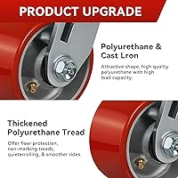 Vista 4 de Ruedas Industriales de 4"x2" - Ruedas de Servicio Pesado, Ruedas de Poliuretano, Capacidad hasta 800 Lb. Para Uso en Camión de Plataforma, Carrito