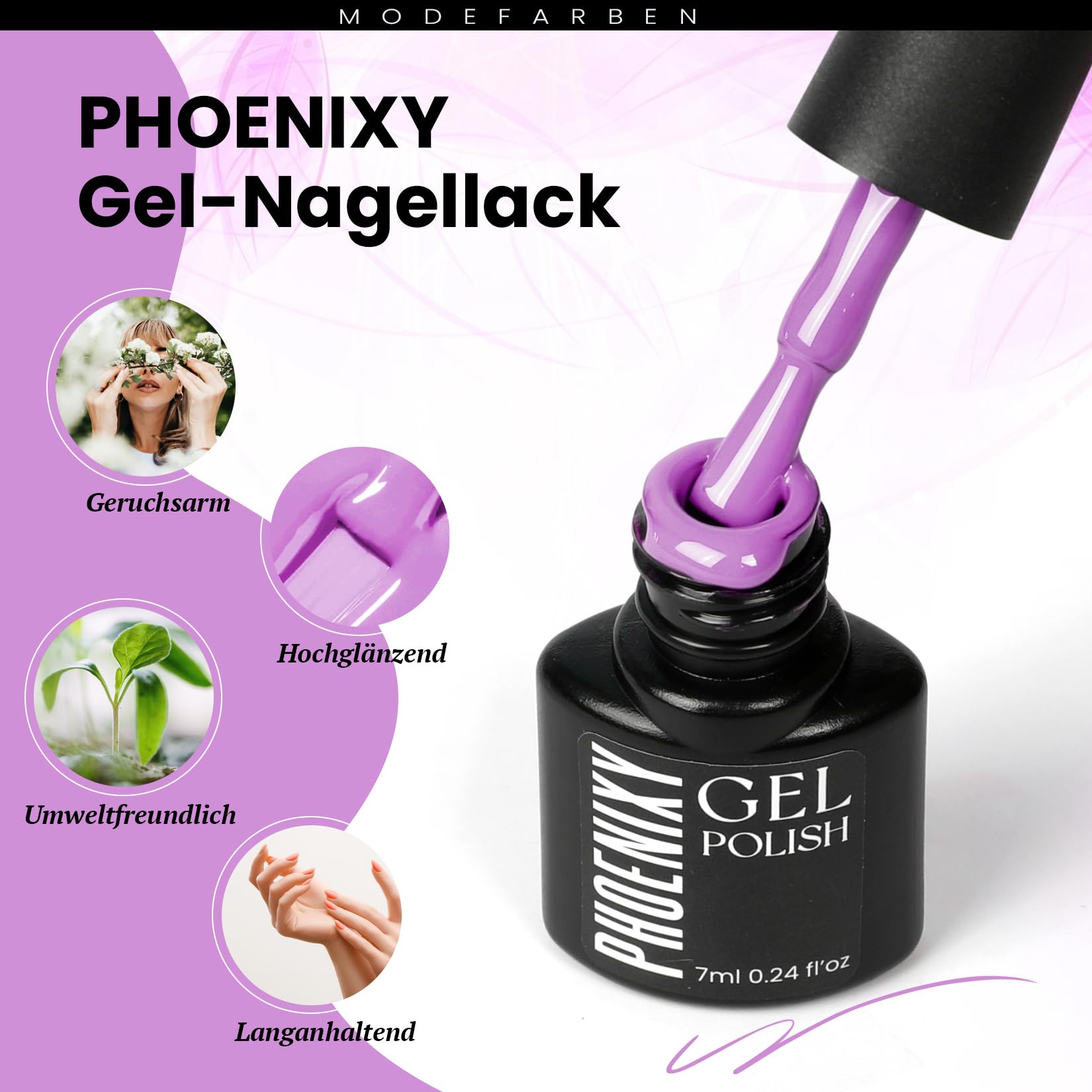 Phoenixy UV Nagellack Set, 54 Farben Gellack mit Base, Top, Matt & Glitzer Coat, Rosa Blau Lila Gel Nagellack UV, Nageldesign für Zuhause, Geschenk für Frauen