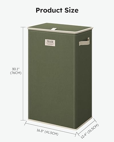 Miniatura 9 de SOLEDI - Canasta de lavandería con tapa de 100L, canasta de ropa plegable grande y alta, cesta de lavandería con bolsa removible fácil de