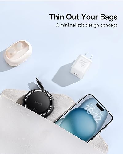 Miniatura 4 de Baseus Batería magnética de 20000 mAh y mini cable retráctil USB C a USB C PD 5A de carga rápida de 100 W