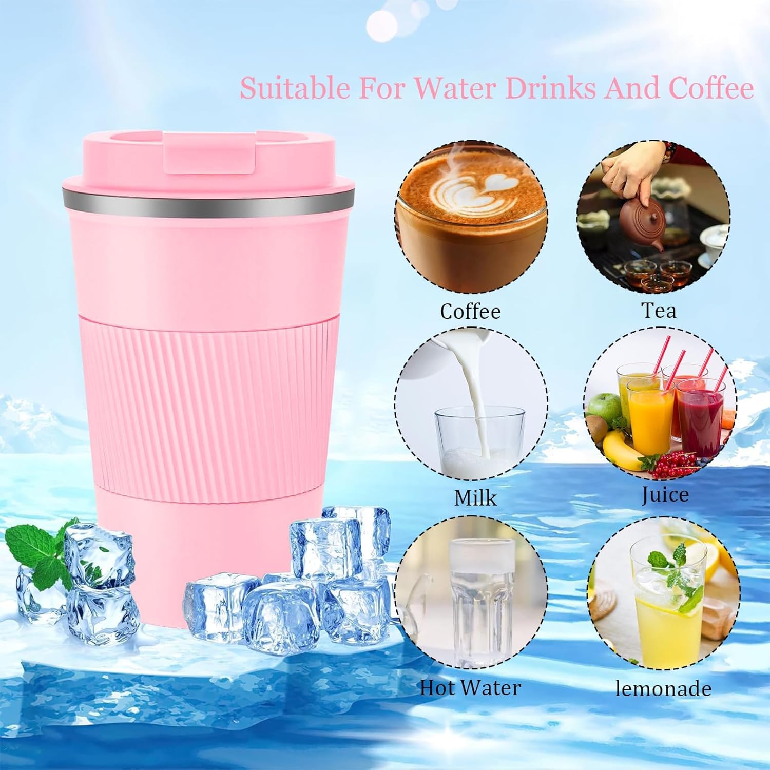 Eastrise Travel Mug,Insulated Coffee Cup with Leakproof Lid,Reusable Travel Coffee Mug,Stainless Steel Coffee Cup for Hot or Cold Drinks(Pink/18oz) - Image 4