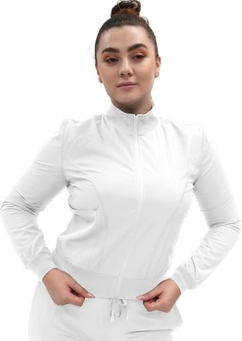 FUBU Womens Zip Front Warm-Up Scrub Jacket Medical Nursing Uniform