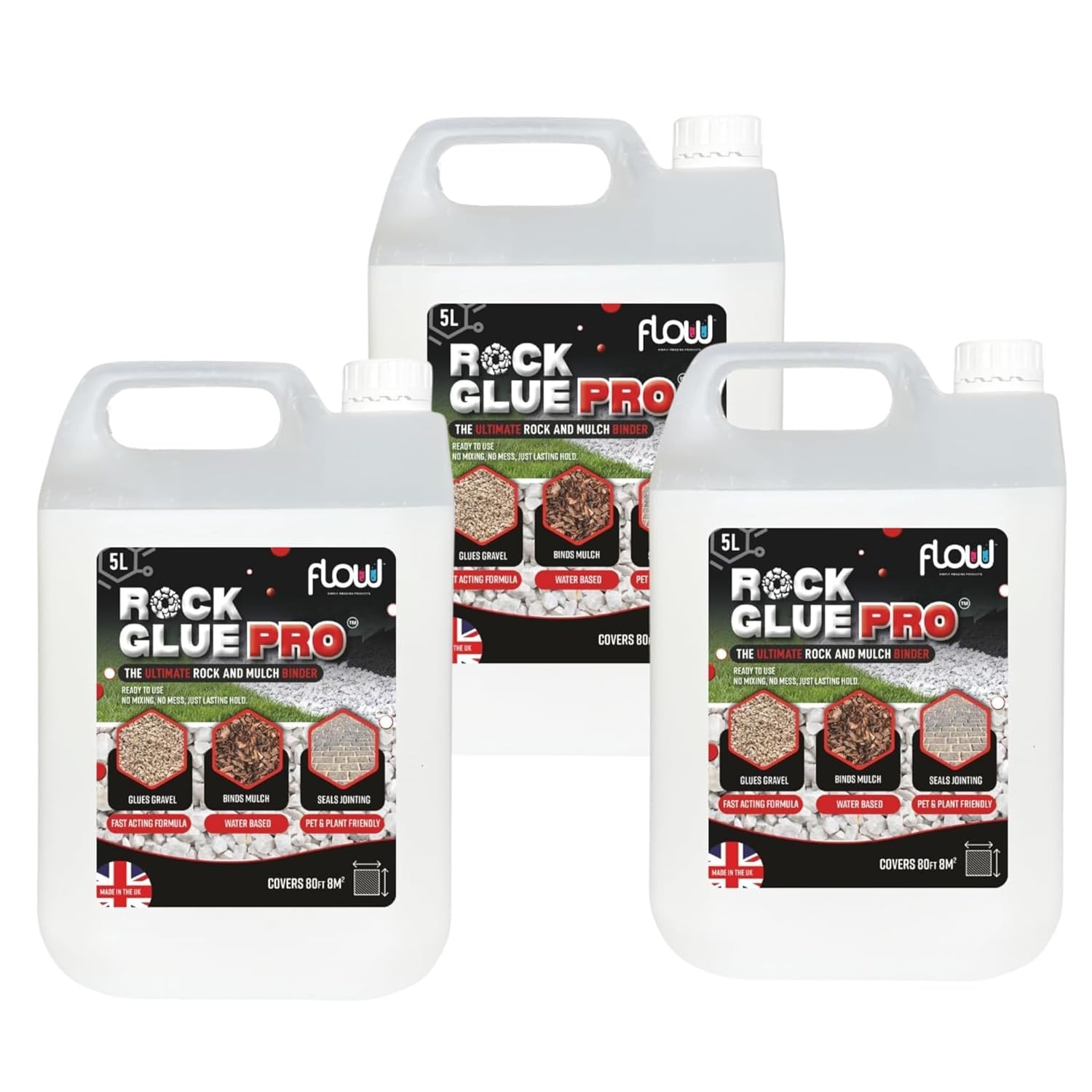 Gravel Glue for Bonding Stones Outdoor Use – 15L Gravel Binder & Block Paving Sealer, Pet-Friendly Rock Glue for Gravel, Pebbles & Garden Stones, Dries Clear, Covers Up to 24m² (3 x 5L)