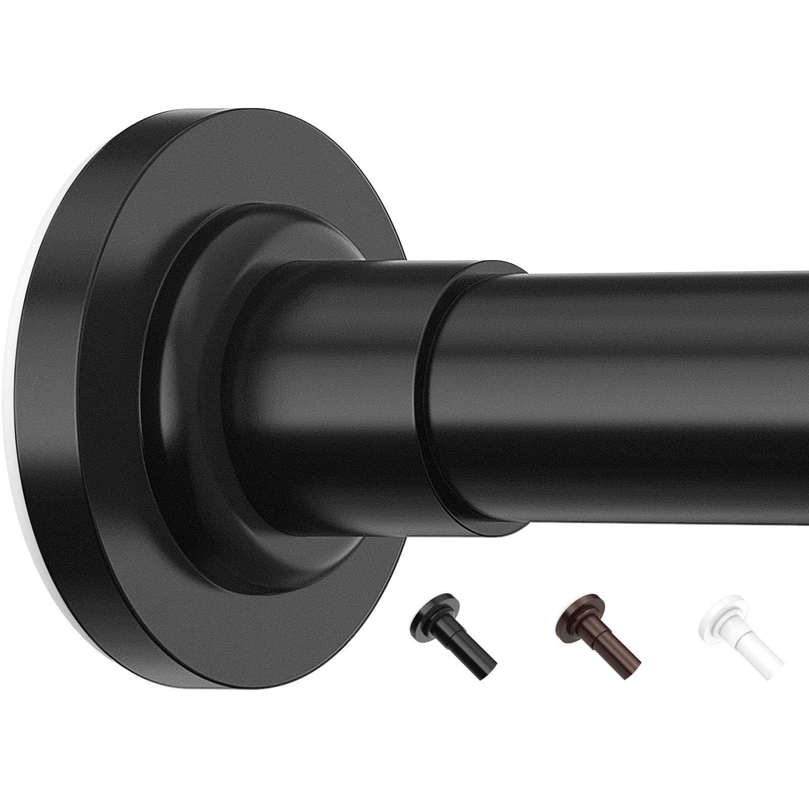 Extendable Curtain Poles, 48-190.5cm Tension Rods for Curtains, Telescopic Curtain Pole for Bathroom or Windows, No Drilling, No Slip, No Rust, Black