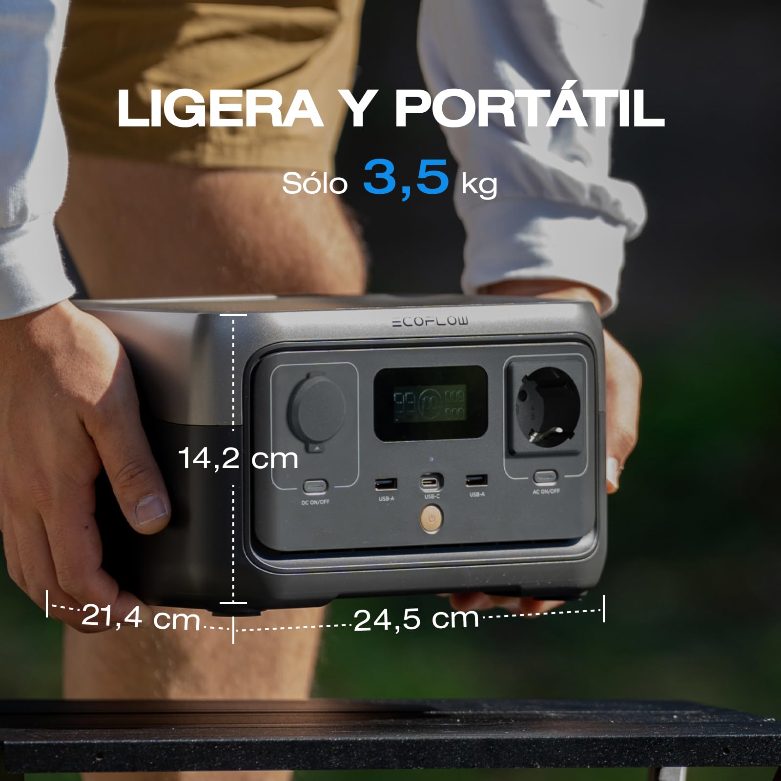 Estación de energía portátil ECOFLOW RIVER 2, batería LiFeP04 de 256 Wh/carga rápida en 1 hora, hasta 600 W de potencia, generador solar para acampadas al aire libre/caravanas