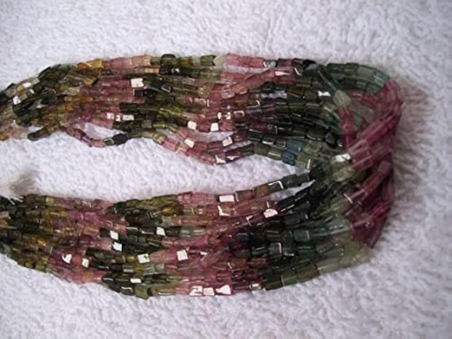 Perles tourmaline multicolore naturelles lisses en fil de 13 pouces pour loisirs créatifs