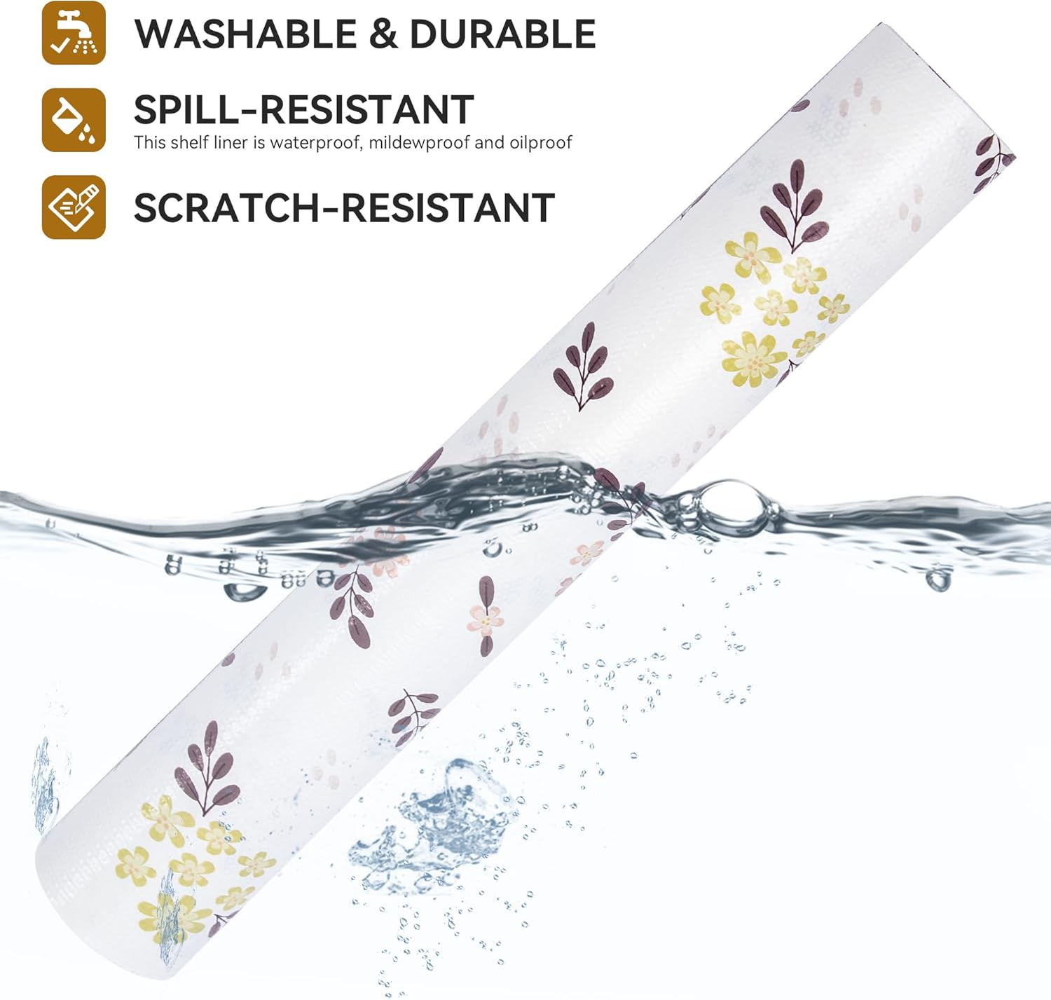 RAY STAR Shelf Liner, 18 Inch x 16 Feet Non Adhesive Blush Petals Floral Kitchen Cabinet Liner for Pantry Drawer Vanity, Strong Grip Non Slip Waterproof, Shelf Liners for Cupboard