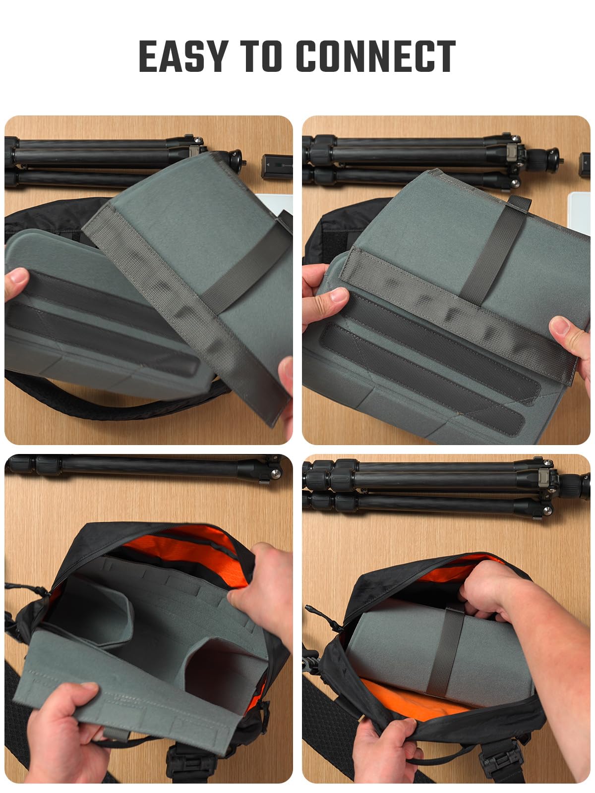 TACTICAL_GEEK TCM9 - Funda para cámara de fotos, resistente a los golpes, organizador modular para equipo fotográfico con solapa magnética, panel de plegable, gris, Inserto de cámara para mochilas