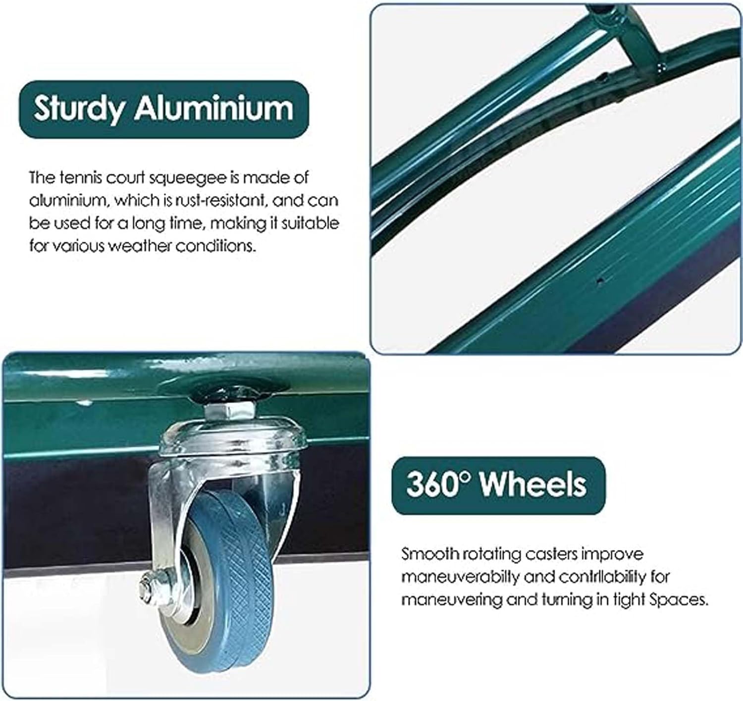 Inside Outside Rolling Professional Squeegees Water Pusher for Sport Court/Workshops, Commercial Heavy Duty Tennis Court Equipment Accessories, Complete Kits,B