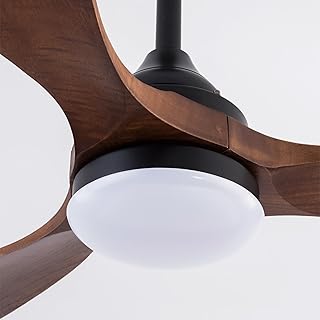 LifeSky 52 Inch Wood Ceiling Fan with Light - Modern Black DC Motor Remote Control Reversible 3 Blade Design for Upscale Vacation Rentals & Boutique Accommodations - Quiet Operation Dimmable LED Light