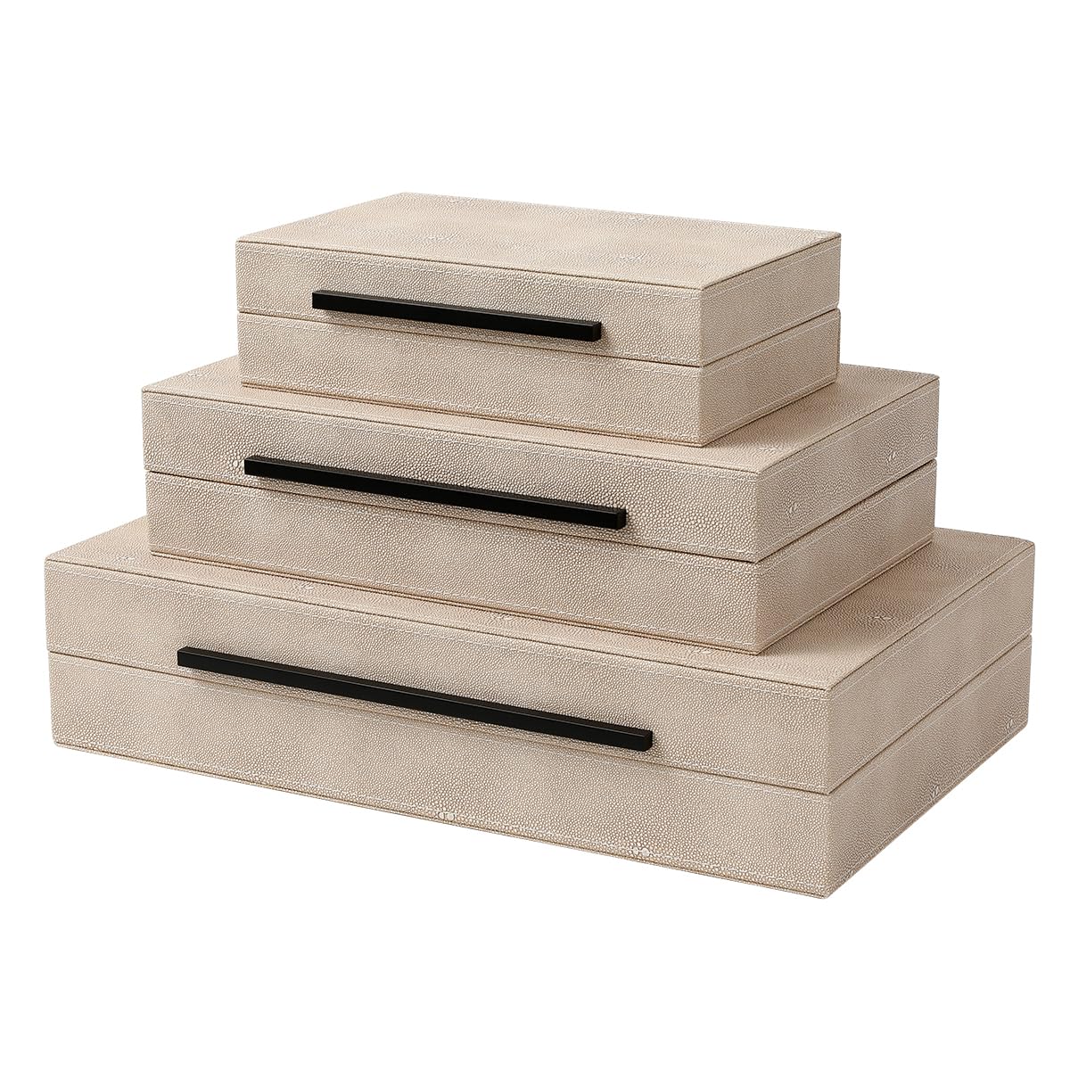 REEMTOO Decorative Boxes with Lids, Set of 3 Faux Leather Decorative Box, Large Modern Nesting Storage Decorative Boxes with Lids for Home Decor,