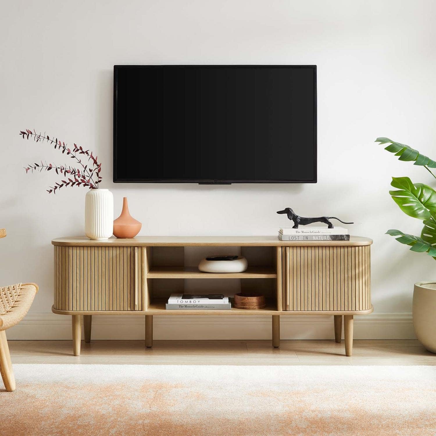 Modway Contour 55" Media TV Stand in Oak, 15 x 54.5 x 18.5 EEI-6158-OAK