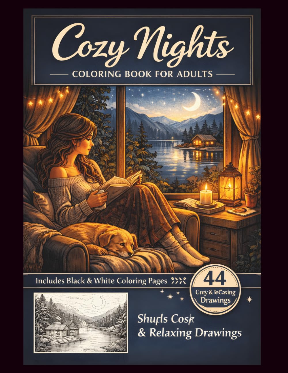 Cozy Nights Coloring Book for Adults: Relaxing Evening Scenes, Warm Moments & Stress Relief Designs