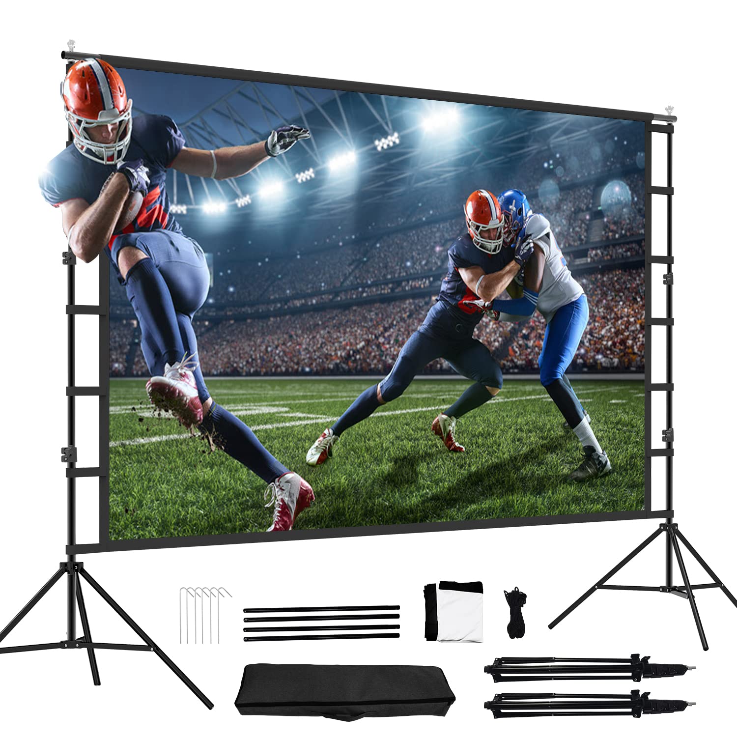Projector Screen with Stand,120 inch Portable Foldable Projection ScreenHD 4K Indoor Outdoor Project