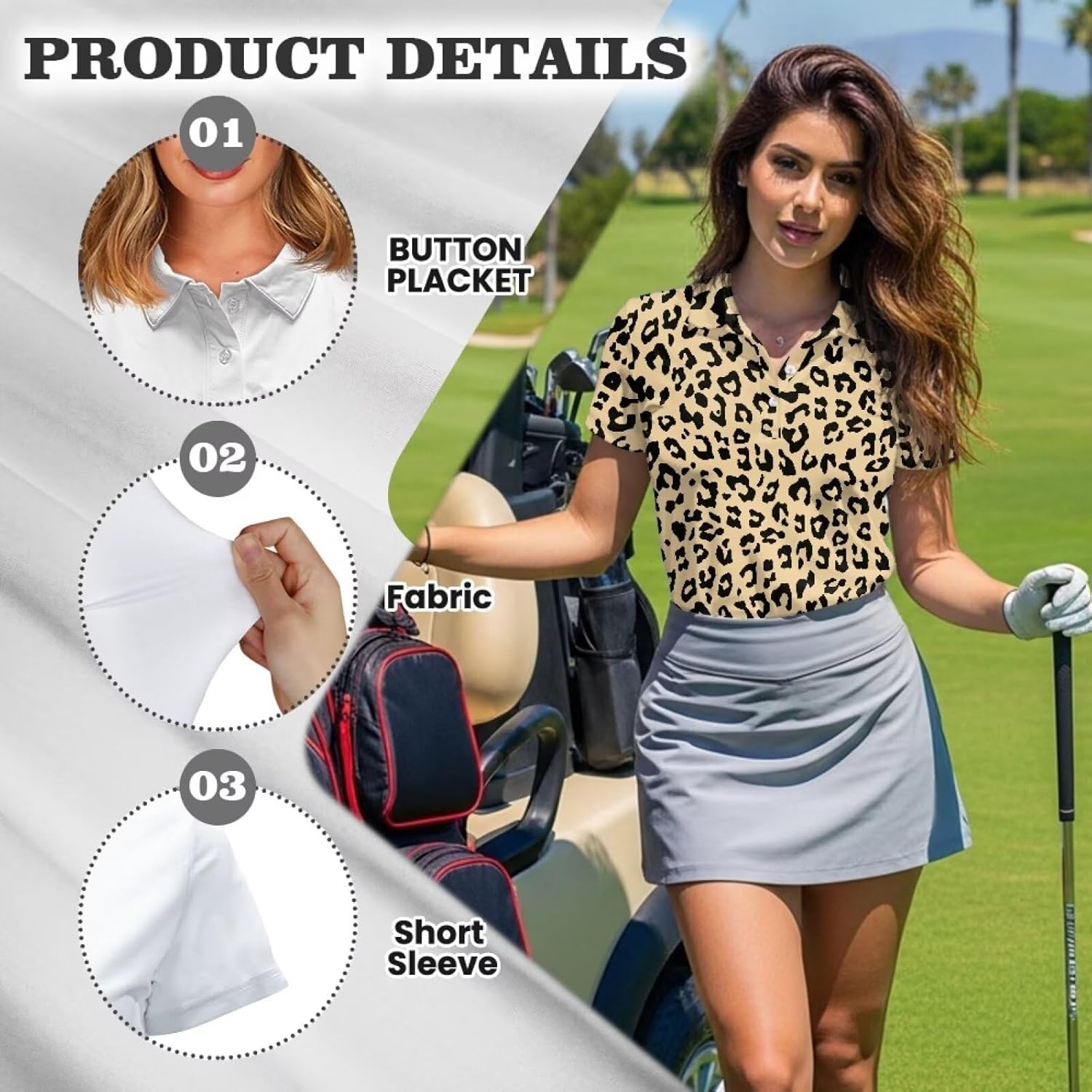 Women's Golf Polo Shirts 3-Button Quick Dry Moisture Wicking Golf Polo's Workout Business Office Activewear