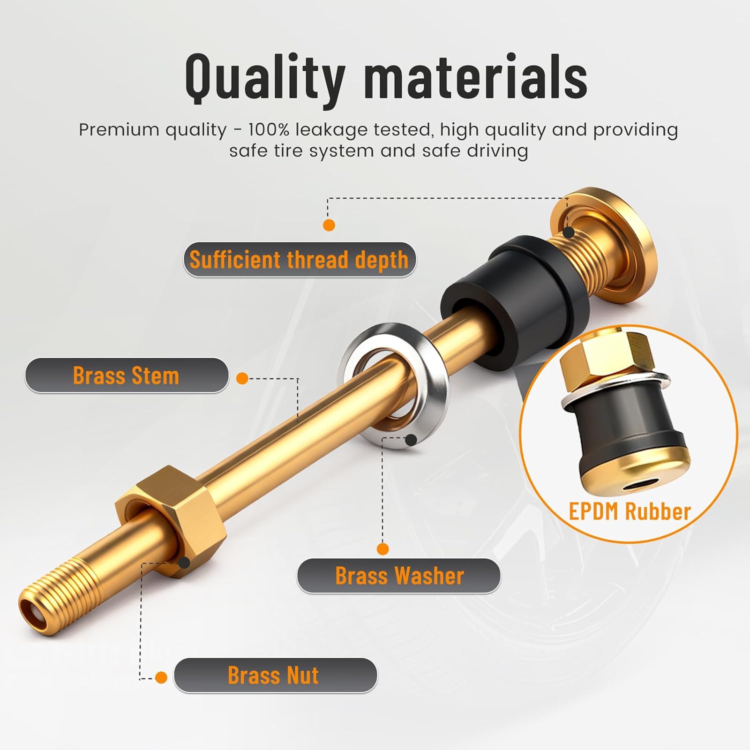 10pcs TR573 Truck Tire Valve Stems, Brass Commercial 4-3/8 Valve Stems for Rim Φ.625"