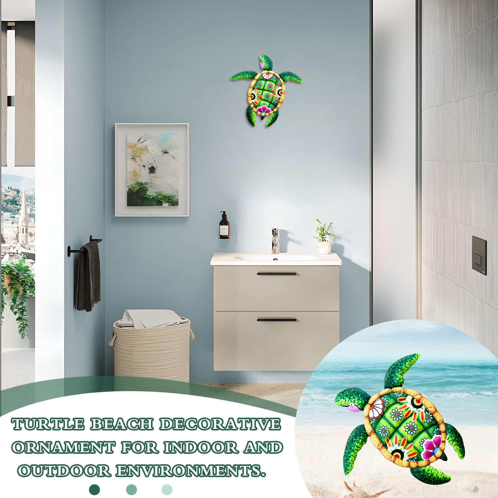 Grande décoration murale à suspendre en métal sur le thème de la vie marine pour salle de bain, chambre à coucher, piscine - 30,5 cm (jaune
