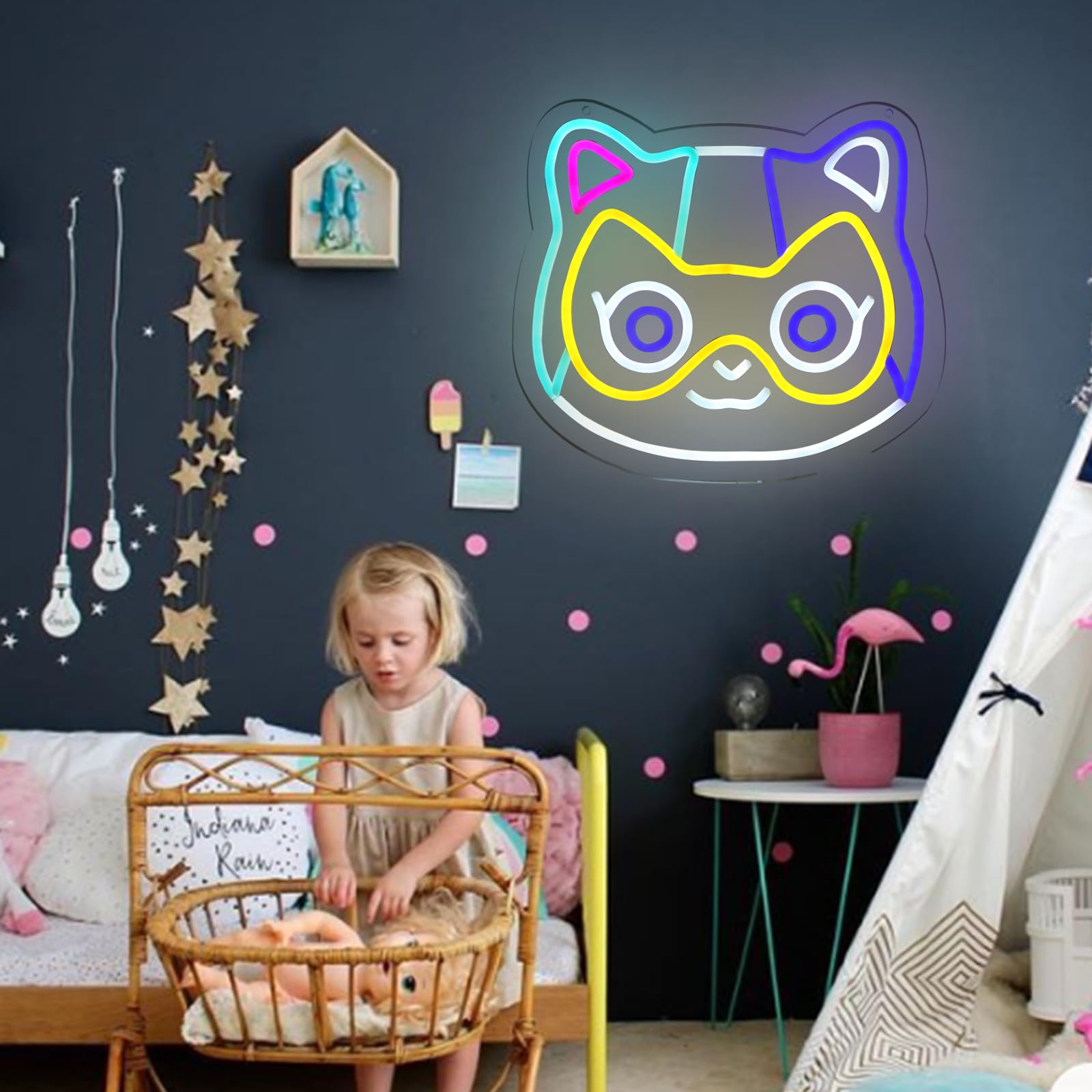 Neonowy znak wiszący, dekoracja ścienna, ściemniana lampka nocna do pokoju zabaw, pokoju dziecięcego, na imprezę, prezent urodzinowy na Boże Narodzenie
