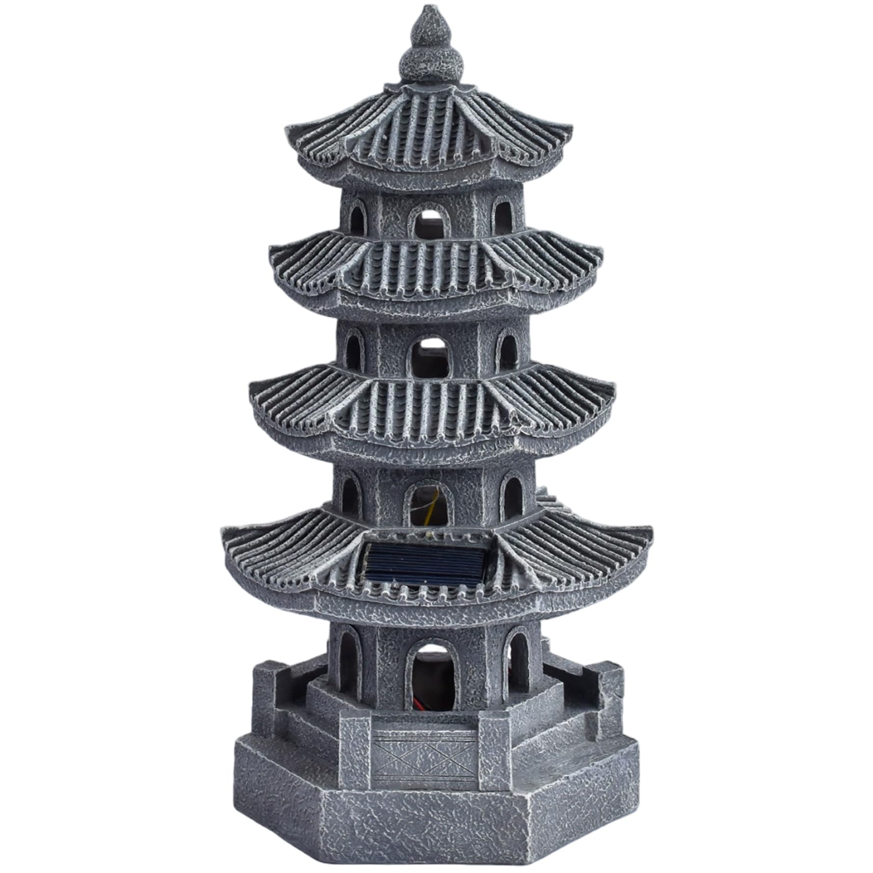 Estatua de jardín Pagoda con energía Solar, Linterna de Pagoda de Resina para Exteriores, decoración de jardín japonés Zen para balcón, Patio, Porche, Patio, 11, 4x4, 7x4, 7 Pulgadas, Gris