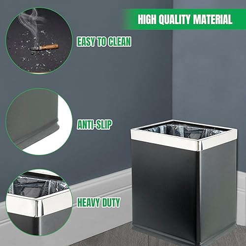Miniatura 4 de Cubo de basura de metal con parte superior abierta "Invisi-Overlap", papelera de oficina pequeña, decoración moderna del hogar, forma rectangular