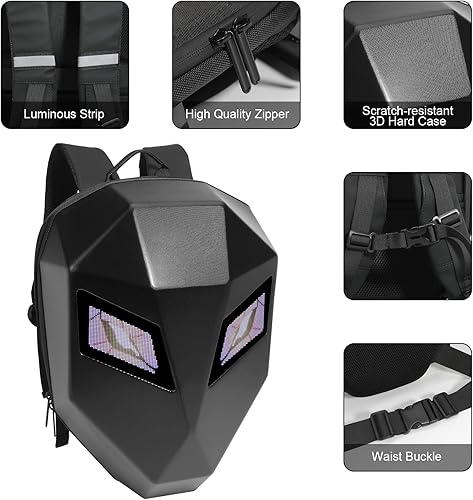 Miniatura 3 de Mochila LED para computadora portátil, mochila para montar en motocicleta, Negro -, X-Grande, Cómodo