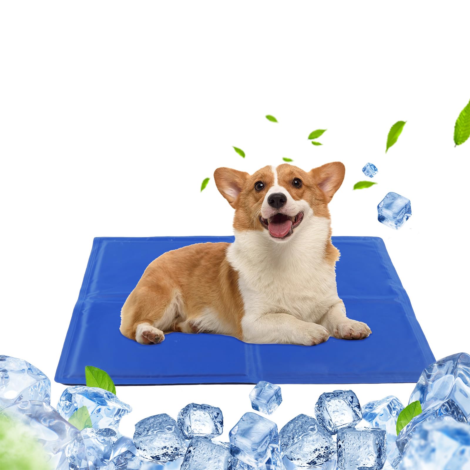 DEWEL Tappetino Refrigerante Cani e Gatti, Materassino Cane 50 x 65 cm, Adatto per Animali Domestici di Peso Inferiore a 15 kg, Raffreddamento Estivo del Lettino per Cani, Blu