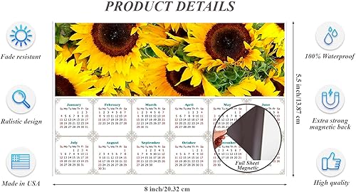 Miniatura 3 de 2024 - Imanes de calendario - Today is my Lucky Day - Resistente a la decoloración, desgarros y agua - Girasoles